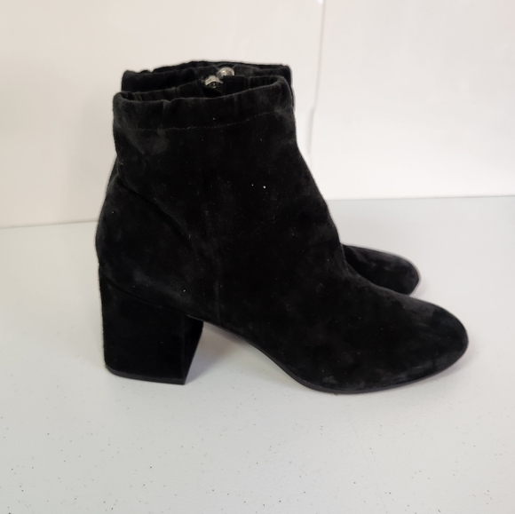 Eileen Fisher Black Suede Leather Hollis Ankle Boot Booties Shoes Chunky Heel 9 - Picture 5 of 10